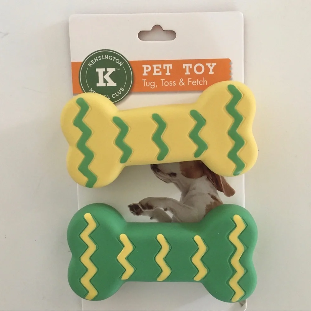 Dog Toys Set of 2 Latex Bones Toss and Interactive NEW Kensington Kennel Club